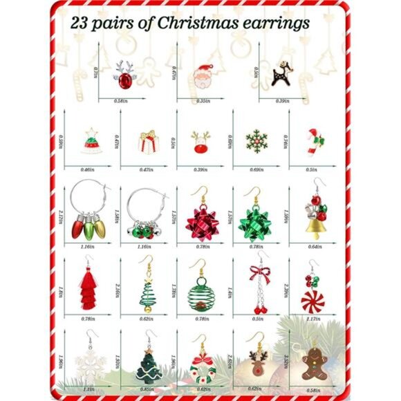 23 Pairs Christmas Earrings - Dangle & Stud Earring - Picture 4 of 7